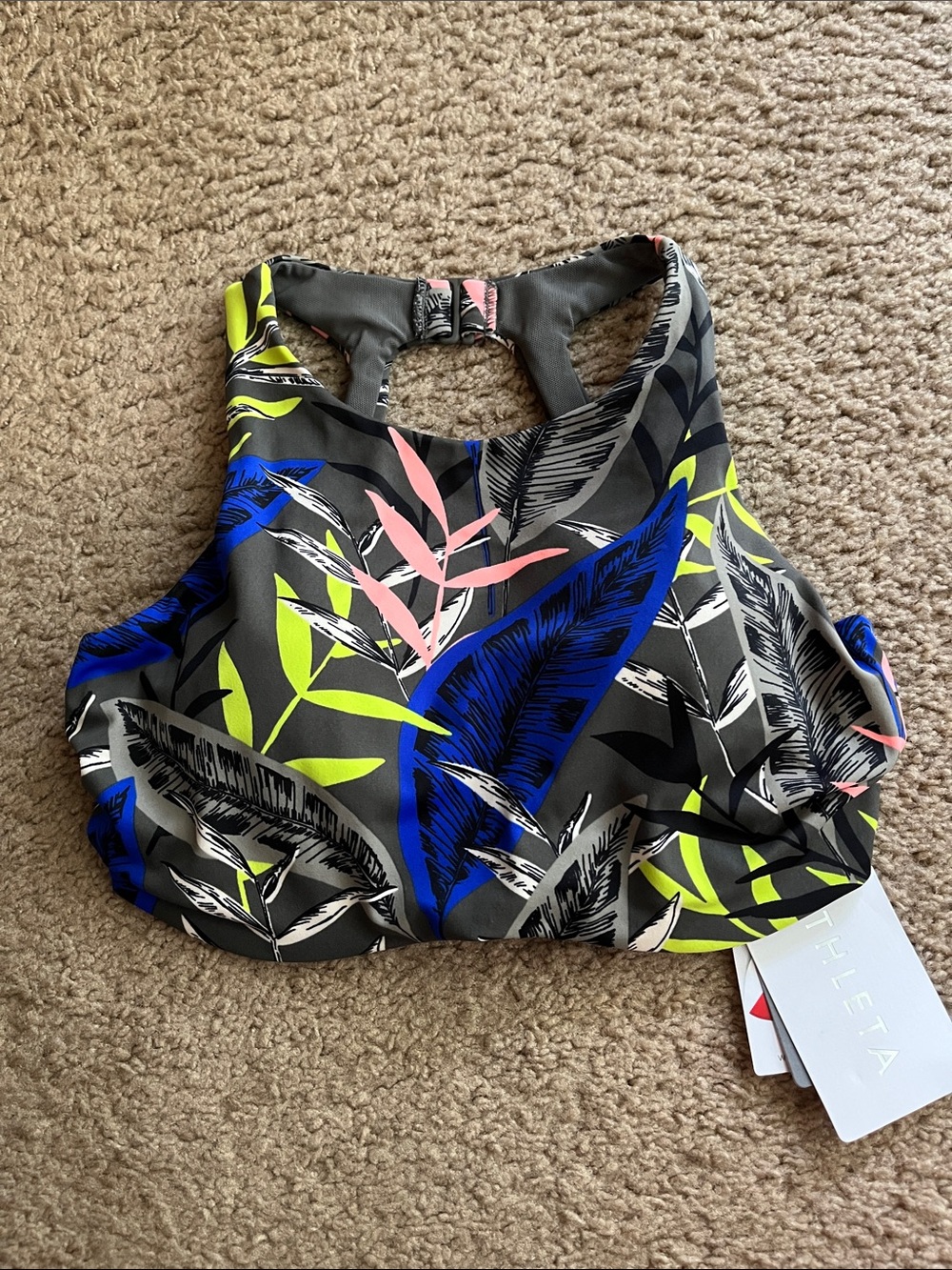 Athleta swim top midnight palm 32 D/DD NWT